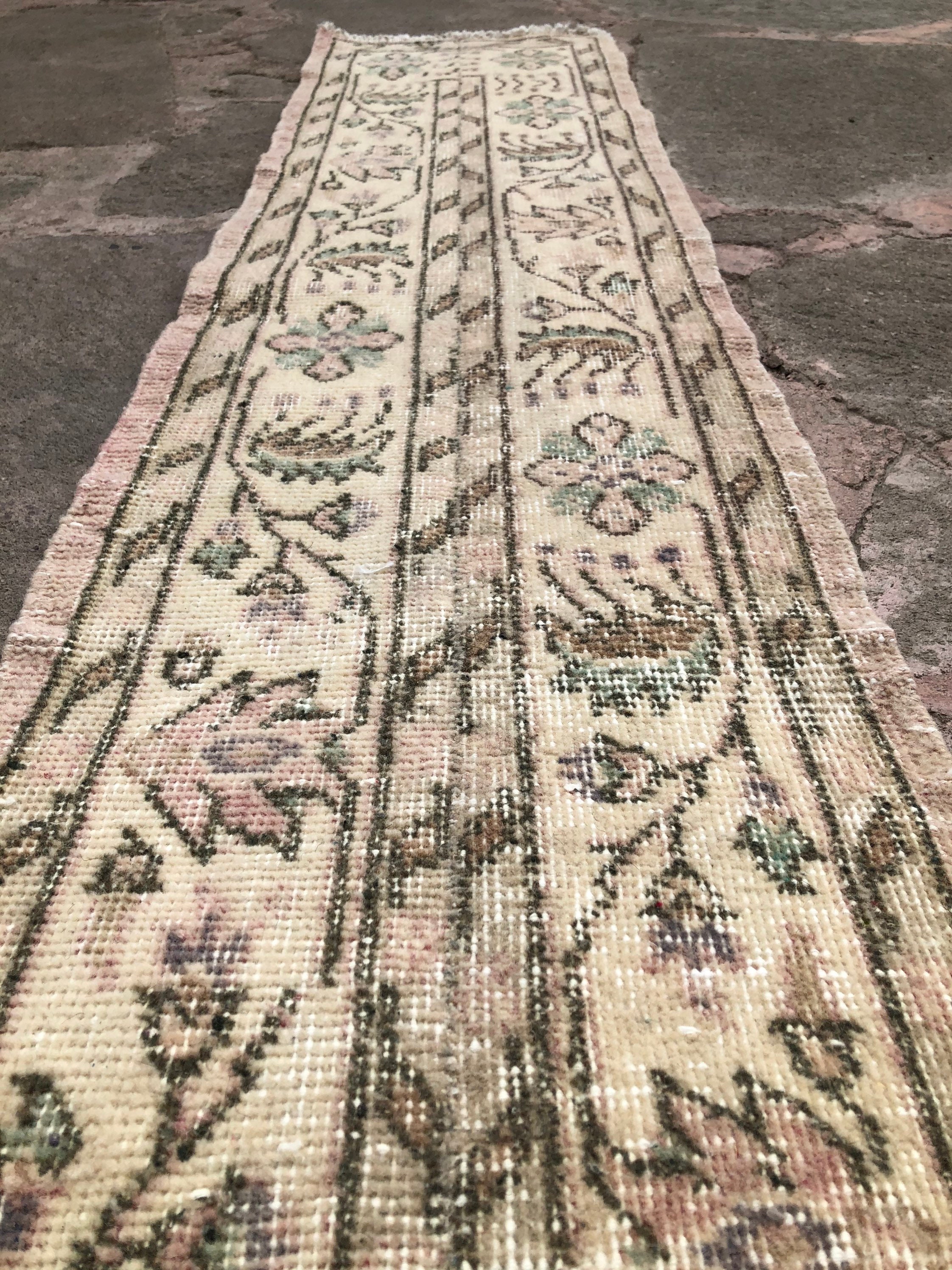 Handmade Patchwork Runner Rug: Turkish Oushak Anatolian Rug (1’3x5’7)