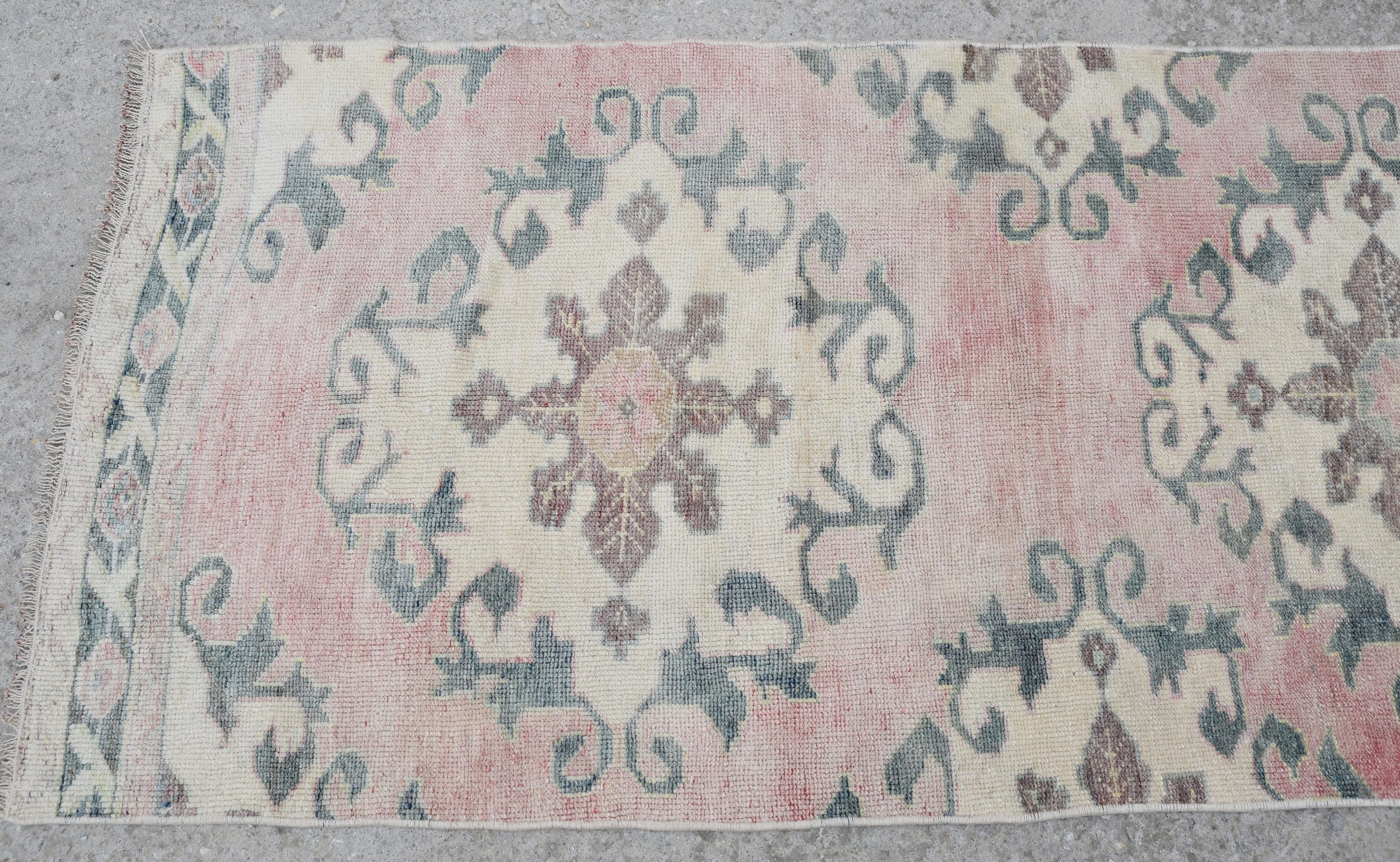 Vintage Oushak Runner Rug: Handwoven Turkish Wool, Bohemian Decor (2.10x11.6)